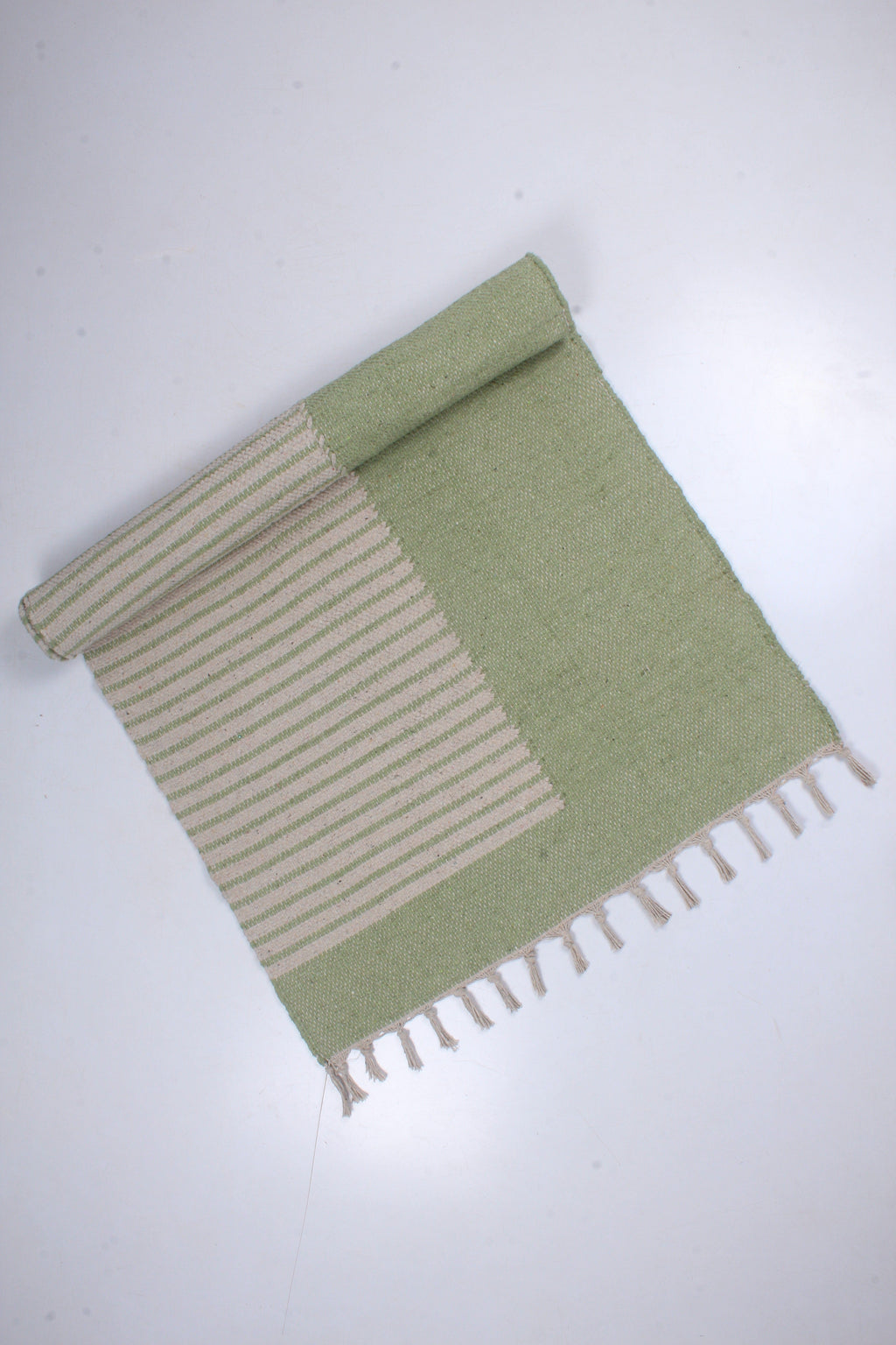 Shramdaan Green Yoga Mate with White Stripes