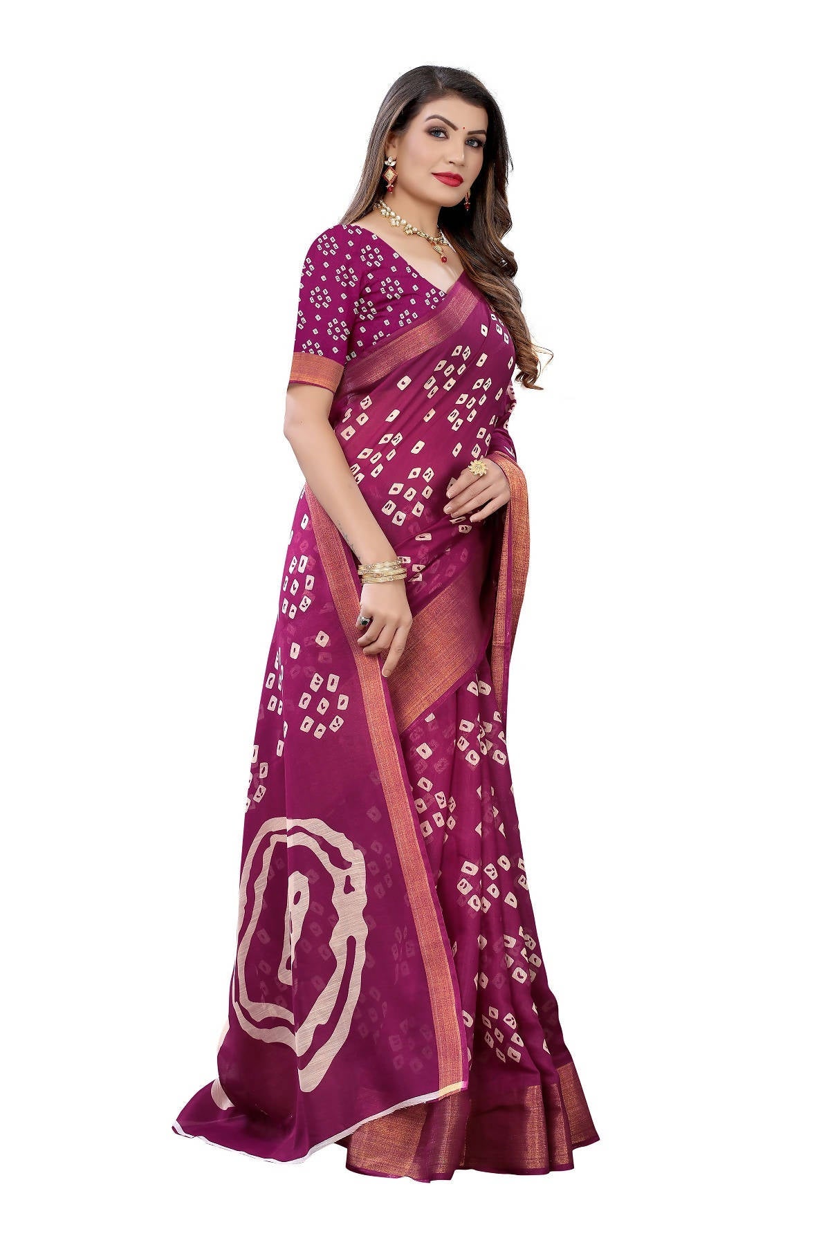 Vamika Purple and Gold Linen Jari Border Saree (RADHIKA PURPLE)