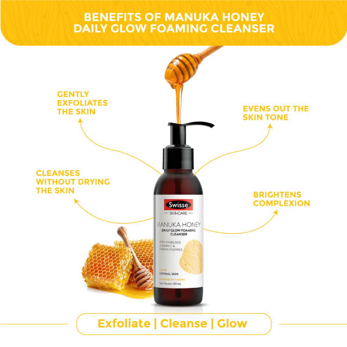Swisse Skincare Manuka Honey Daily Glow Foaming Cleanser Face Wash  - 120 ml (Normal Skin)