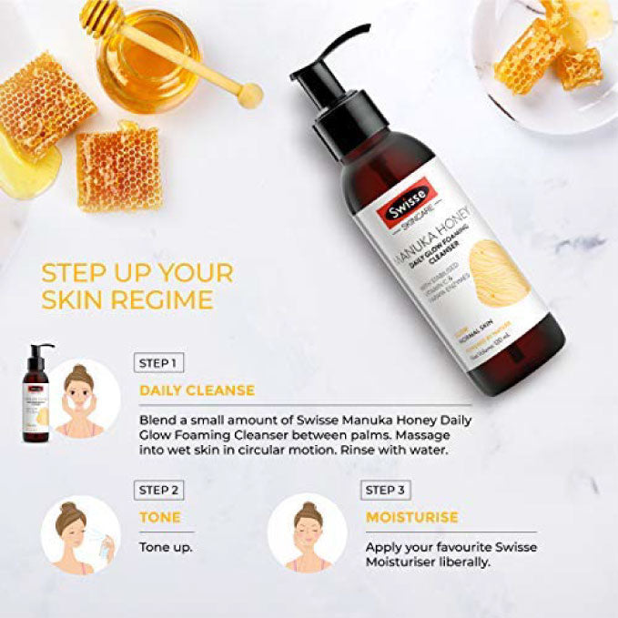 Swisse Skincare Manuka Honey Daily Glow Foaming Cleanser Face Wash  - 120 ml (Normal Skin)