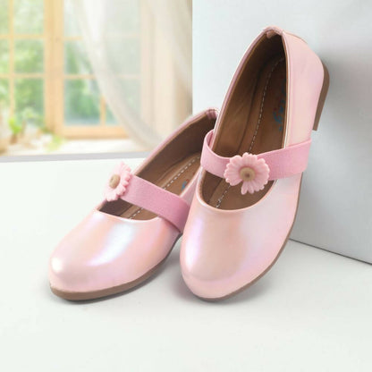 Tiny Bugs Girls Flower Embellished Ballerinas - Pink