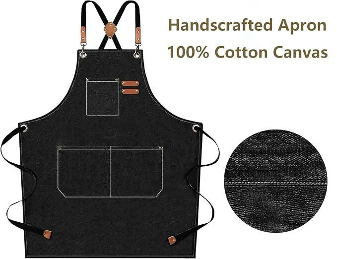 Supvox Waterproof Home Apron - Kitchen And Workshop With Tool Pockets -Black