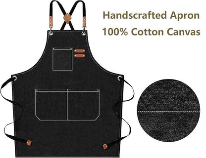 Supvox Waterproof Home Apron - Kitchen And Workshop With Tool Pockets -Black