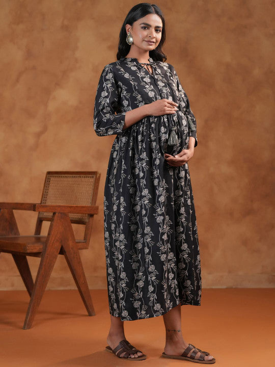 Anayna Floral Printed Fit & Flared Maternity Ethnic Dresses