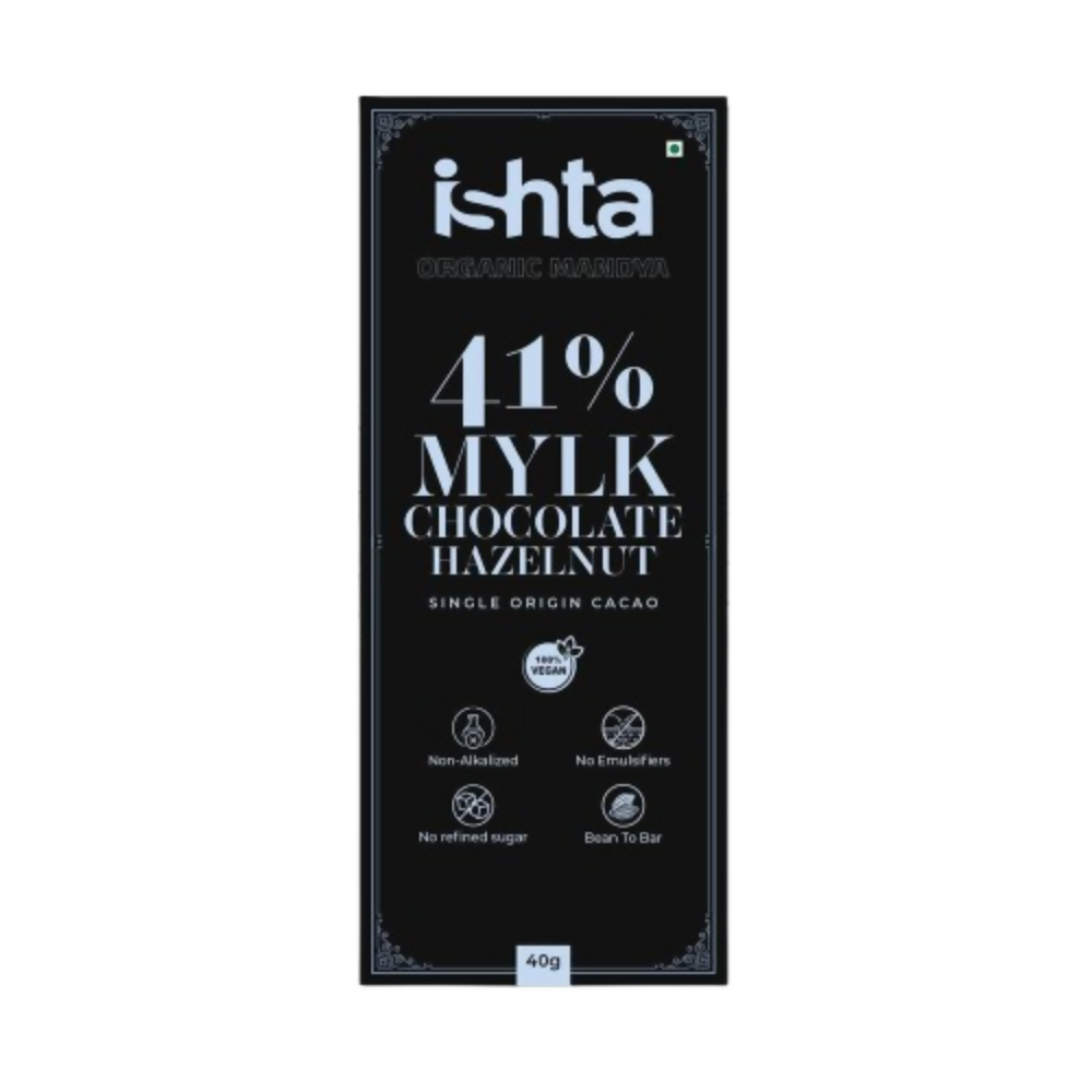 Organic Mandya 41% Mylk Chocolate with Hazelnut