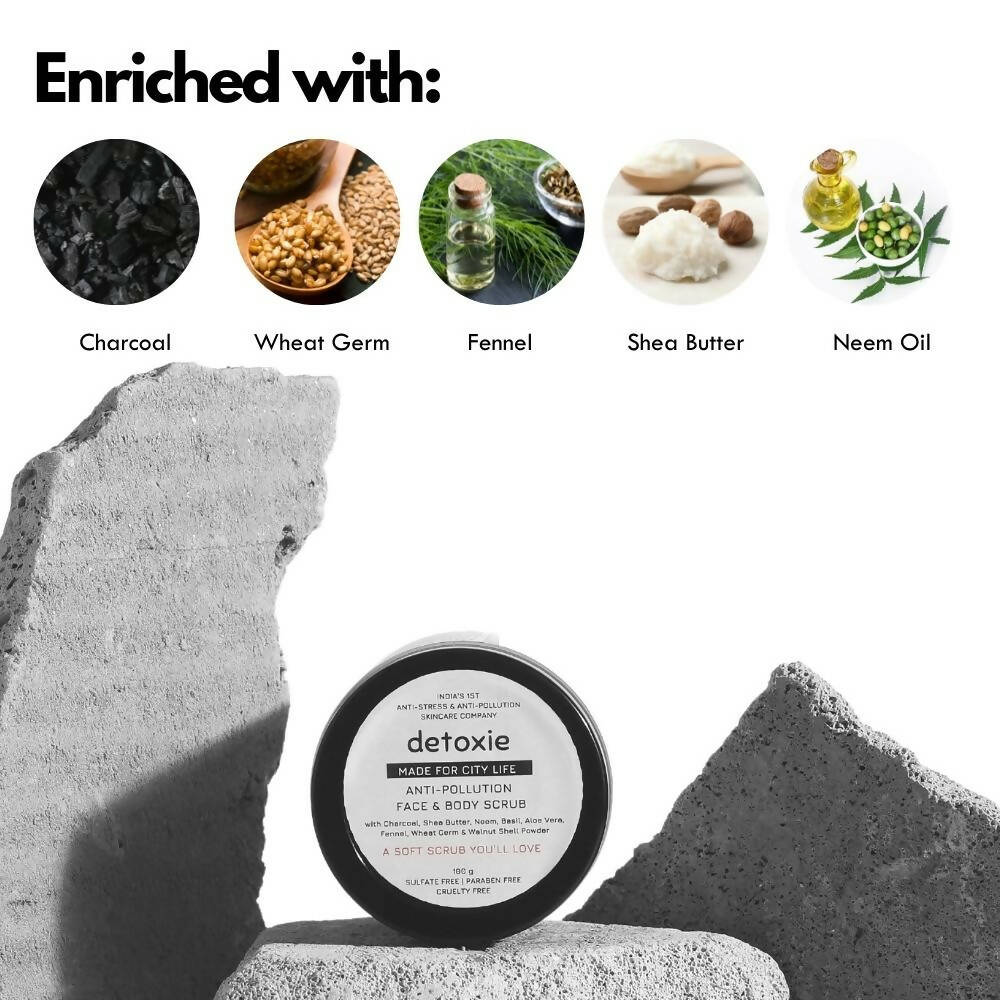 Detoxie Anti-Pollution Face & Body Scrub - 100 gms