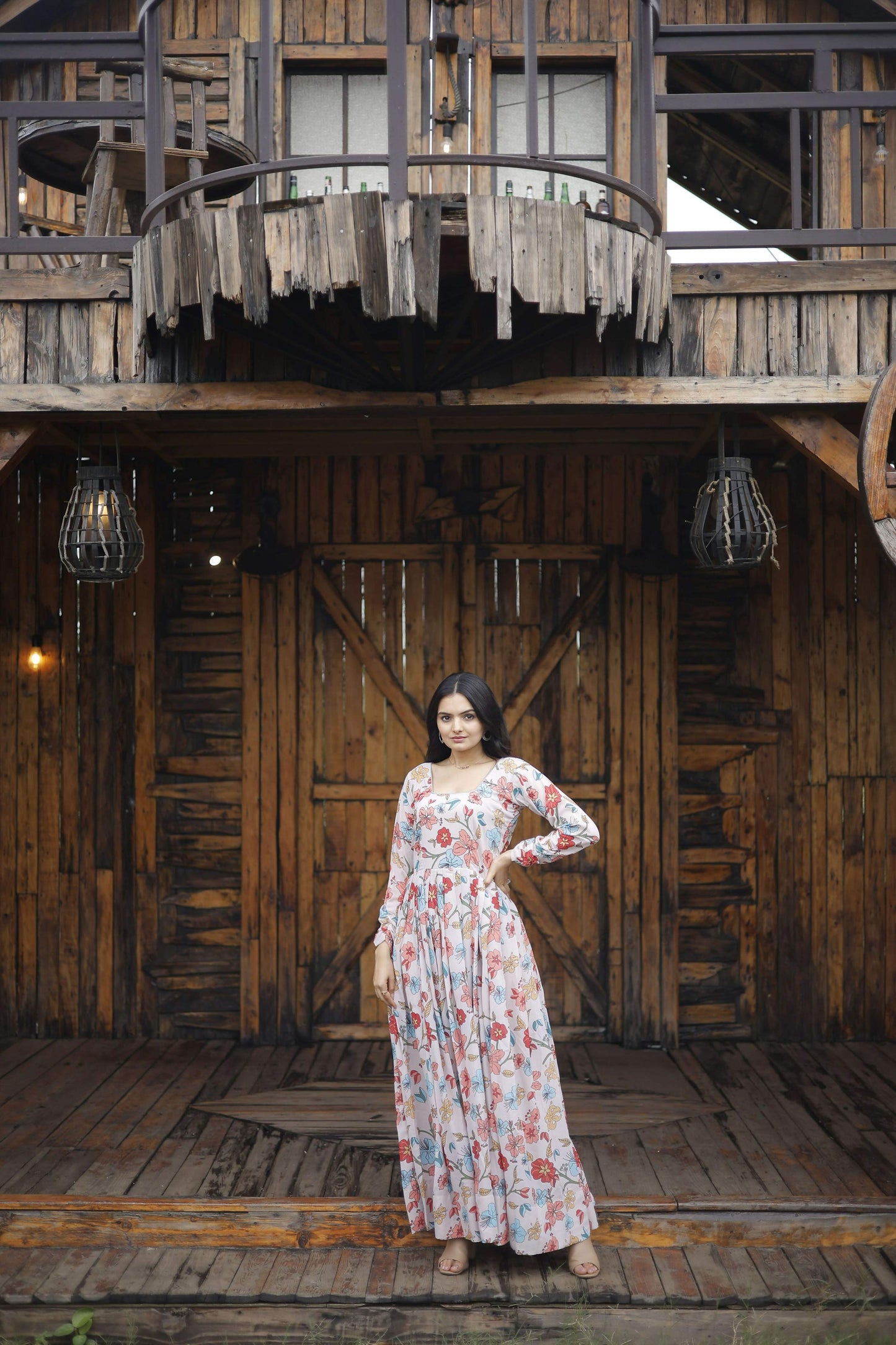 Aayaa Georgette Gown With Heavy Digital Print - Multi Color