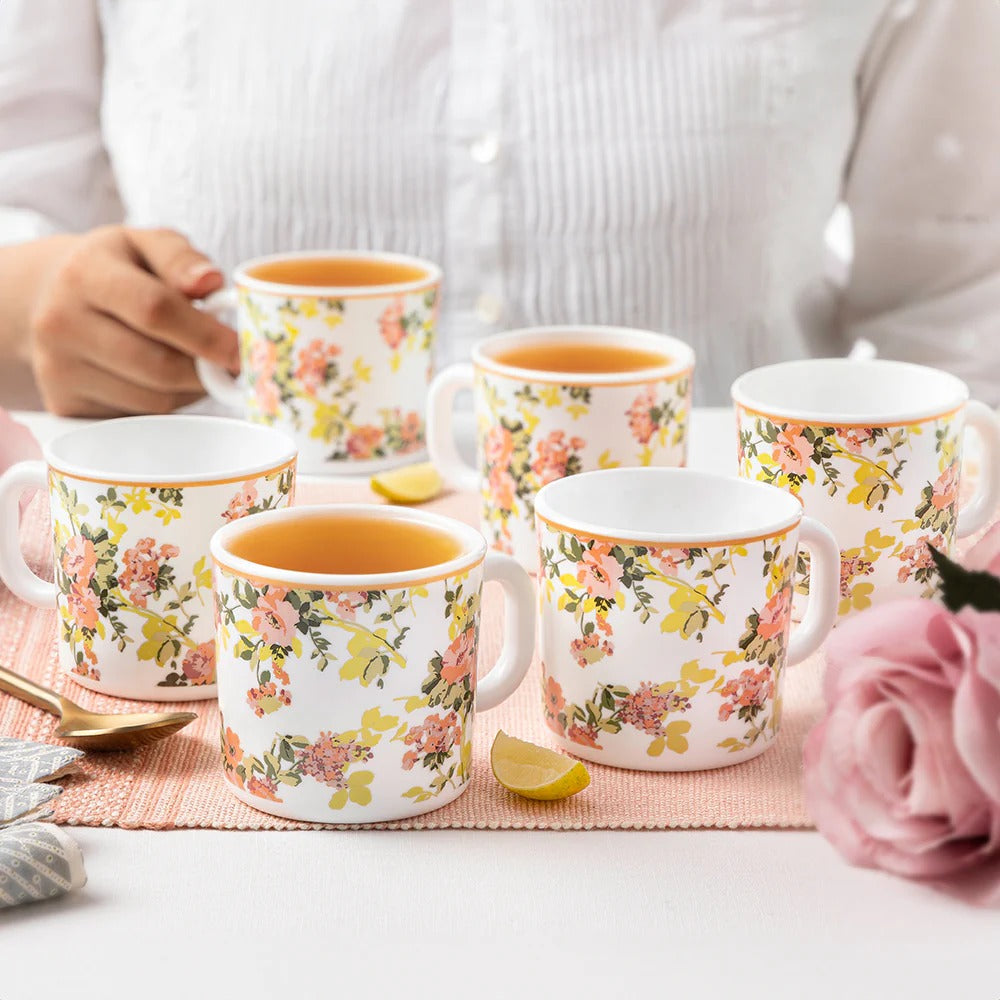 Borosil Larah Amora Opalware Mug Set of 6