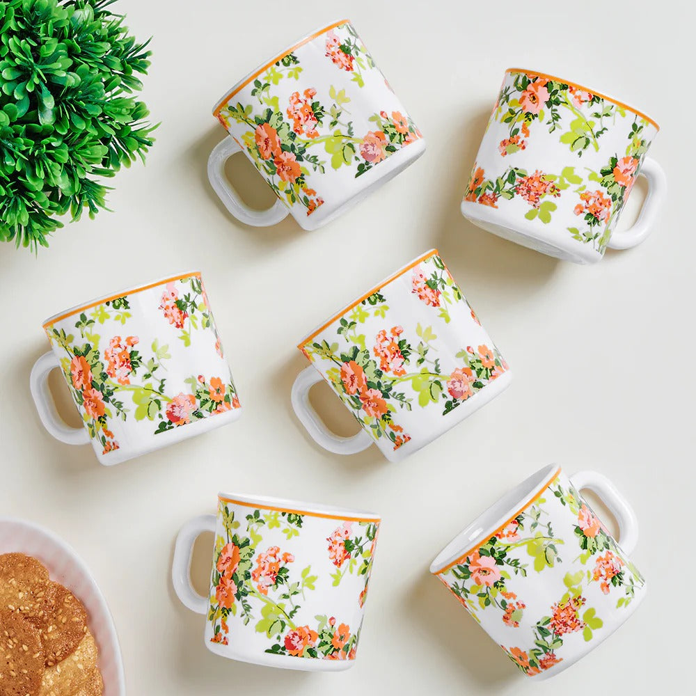 Borosil Larah Amora Opalware Mug Set of 6