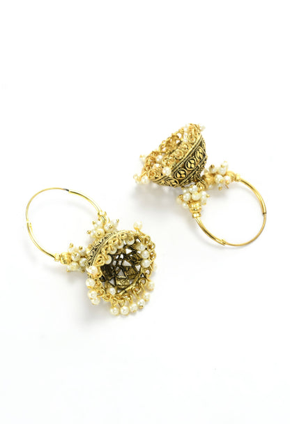 Mominos Fashion Johar Kamal Designer Golden Color Jhumkas