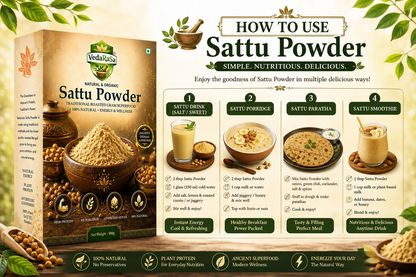VedaRasa Premium Sattu Powder – Organic Roasted Chana Powder