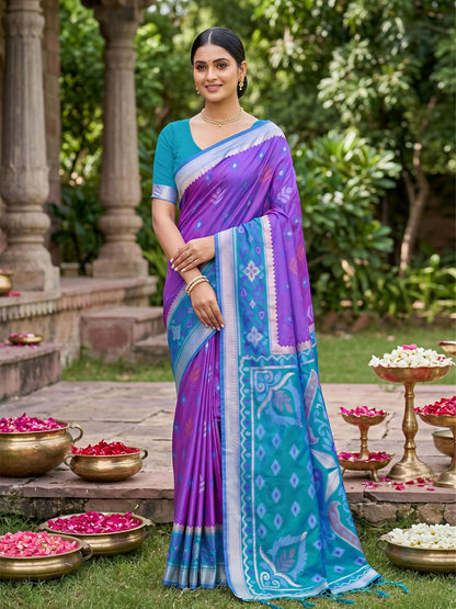 Shree Shyam Fashion Purple Soft Silk Saree