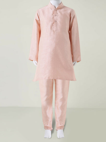 Joban Fashion Kids Island Traditional with a modern touch Nehru Jacket Full Sleeves Kurta, Pyjama Set - Peach