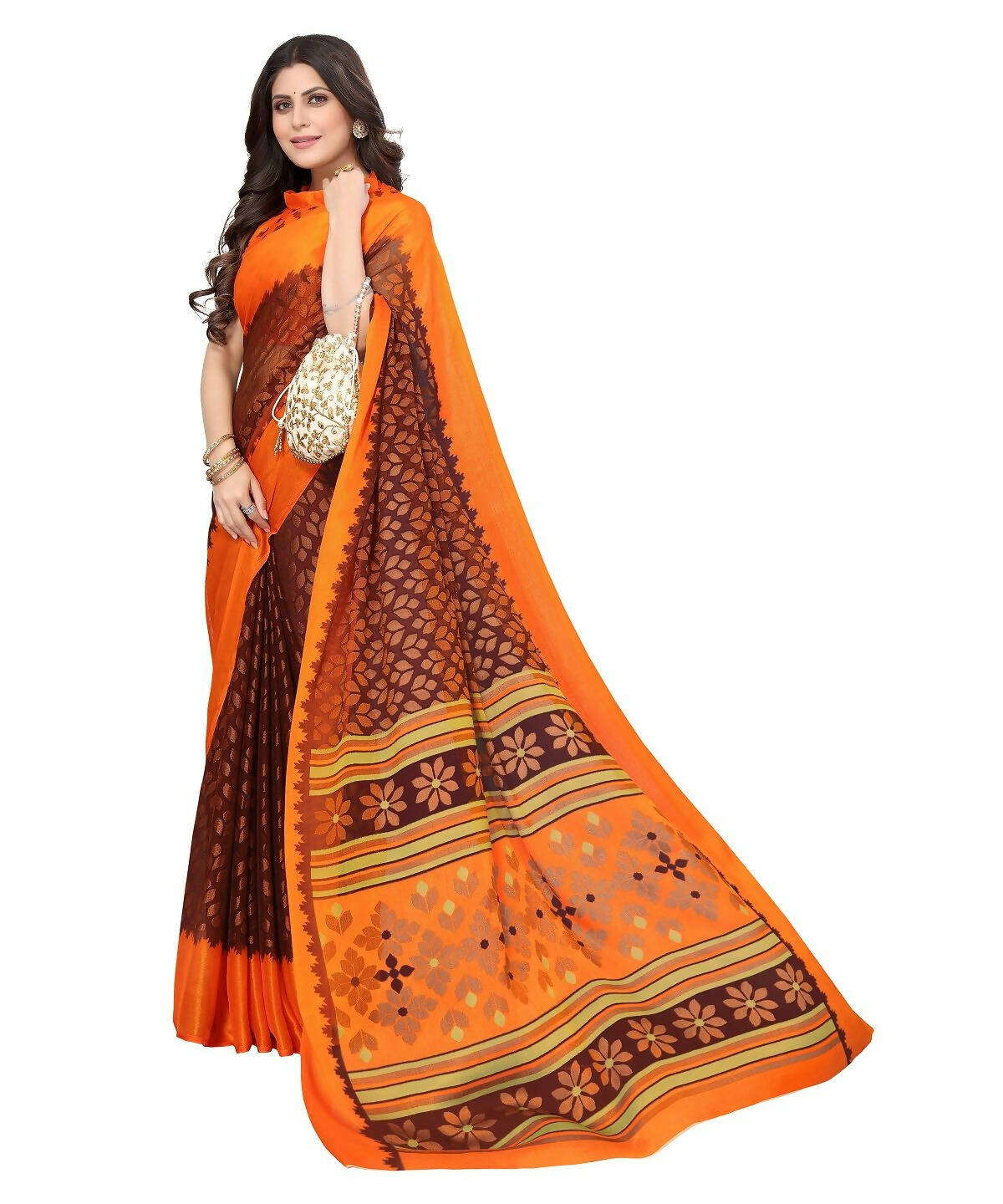 Vamika Maroon Chiffon Brasso Bollywood Style Woven Saree (ALIZA MAROON)