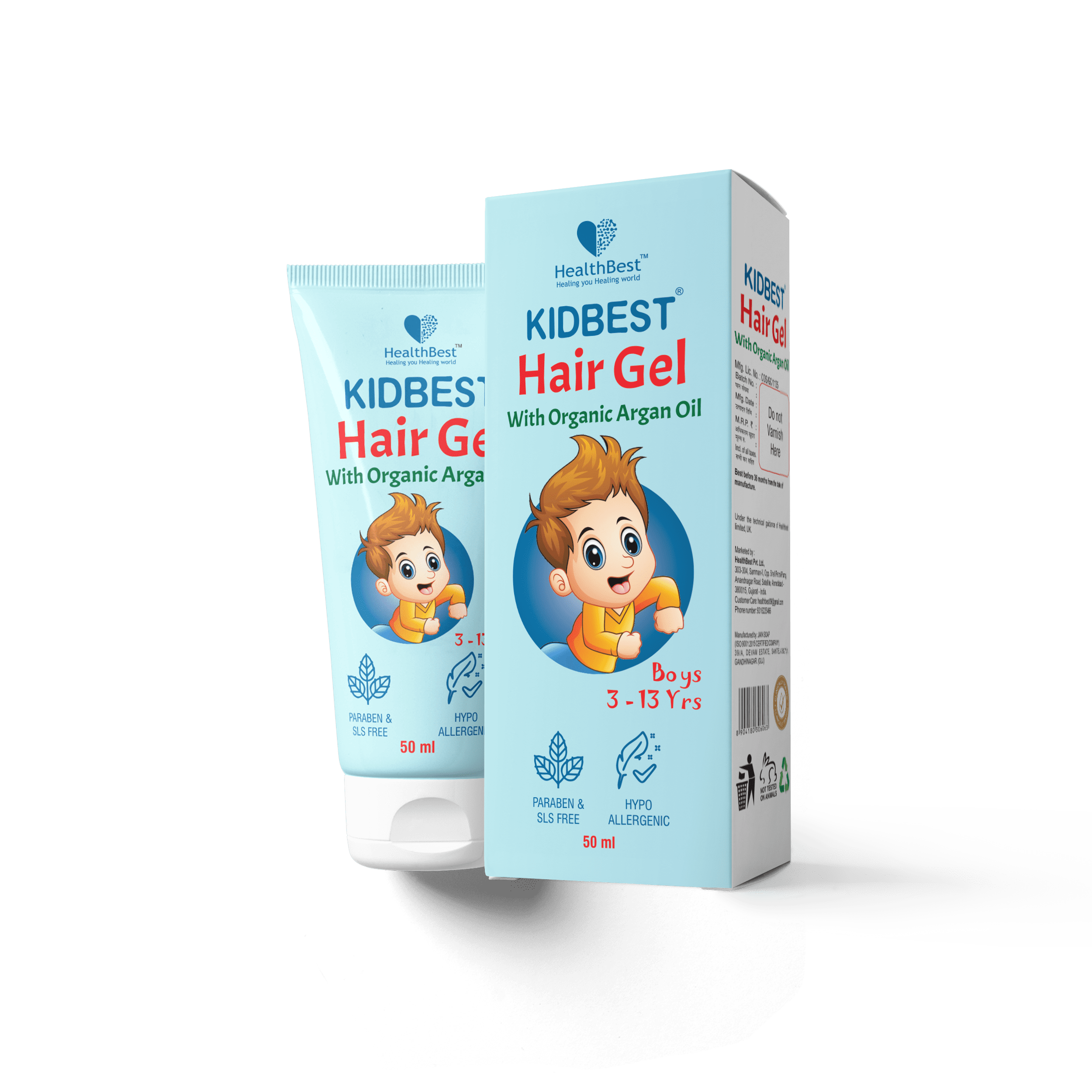 Health Best Kidbest Hair Gel for 3-13 Years Kids Pack of 2 - Each 50ml