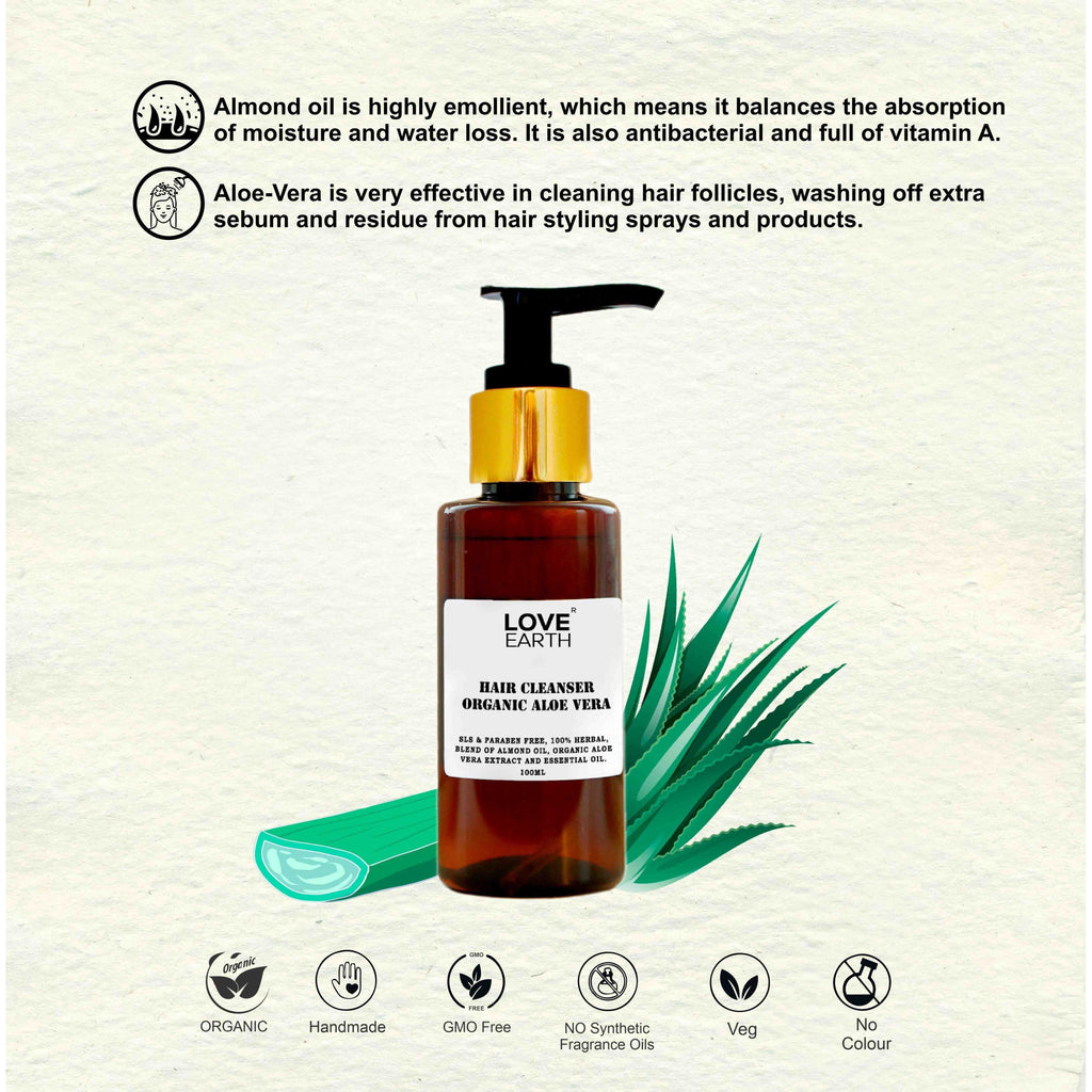 Love Earth Hair Cleanser Organic Aloe Vera - 100 ml