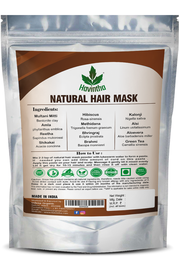 Havintha Natural Hair Mask for Hair Fall Growth Split Ends Luster Shining Nourishment - 227 grams