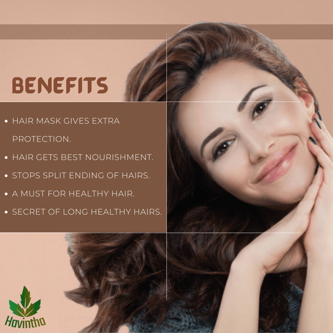 Havintha Natural Hair Mask for Hair Fall Growth Split Ends Luster Shining Nourishment - 227 grams
