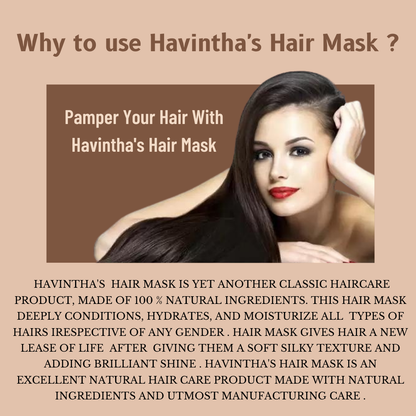 Havintha Natural Hair Mask for Hair Fall Growth Split Ends Luster Shining Nourishment - 227 grams