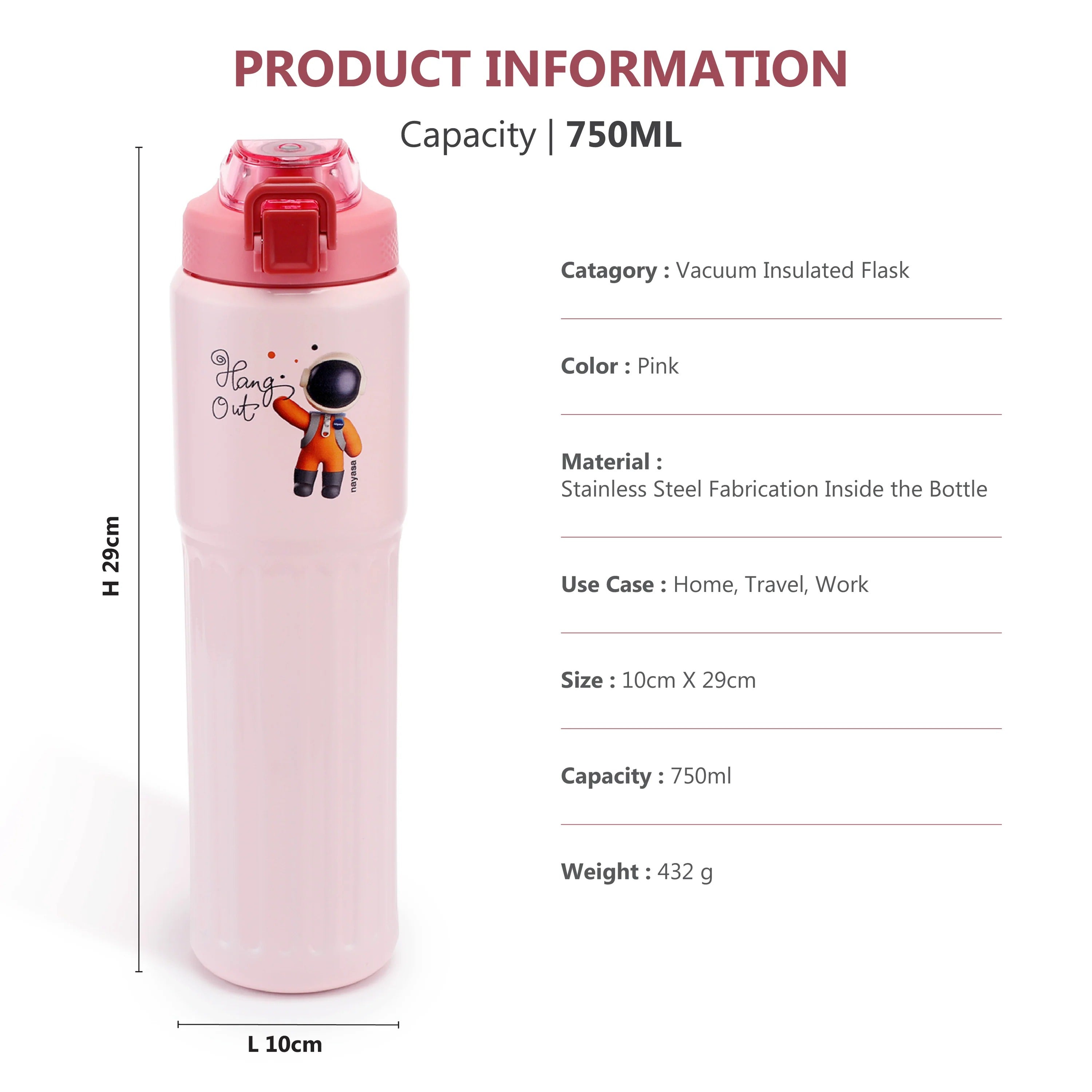 Nayasa Hangout Vacuum Flask 750ml Stainless Steel