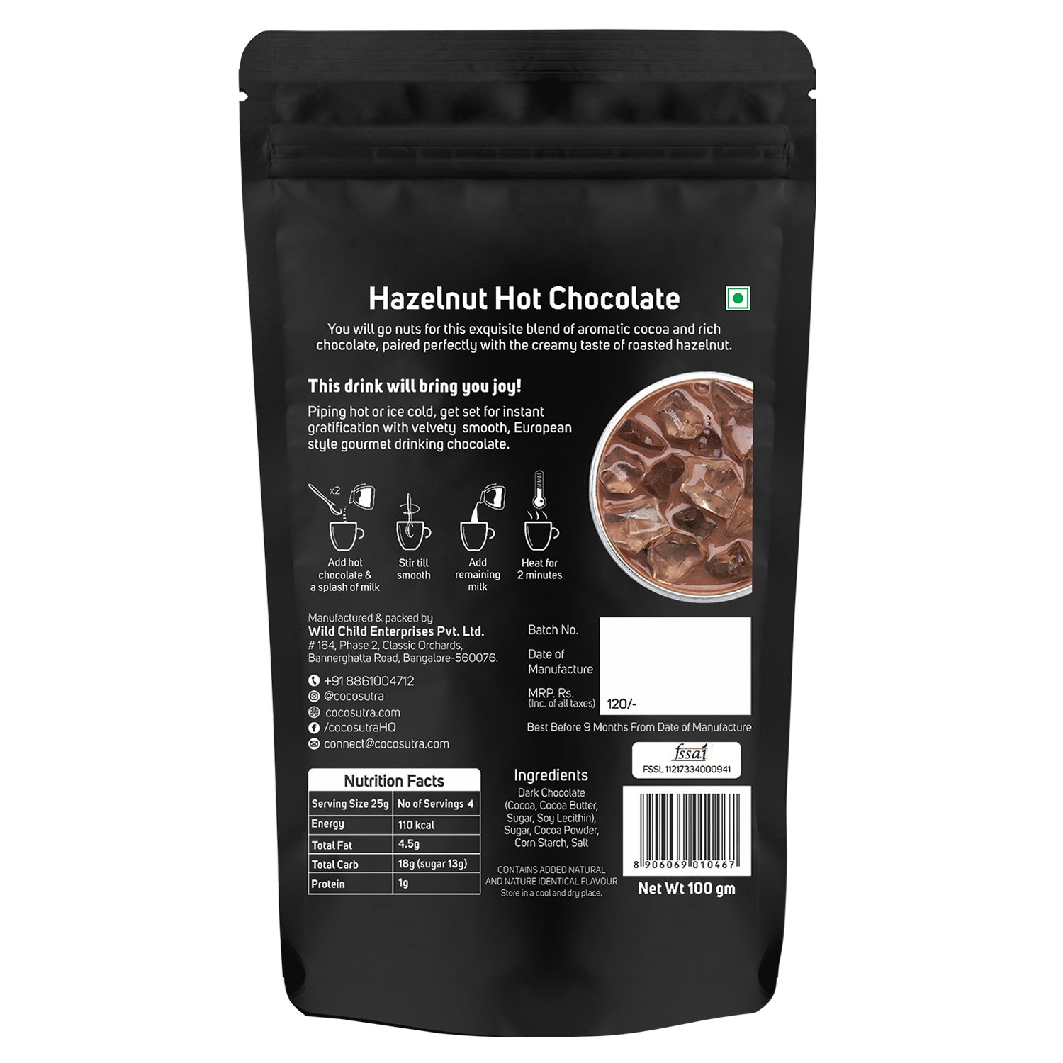 Cocosutra Hazelnut Hot Chocolate Mix