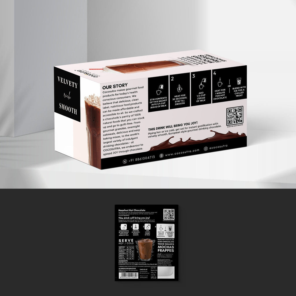 Cocosutra Hazelnut Hot Chocolate Travel Friendly Gift Hamper 20 Pack - 400 gms