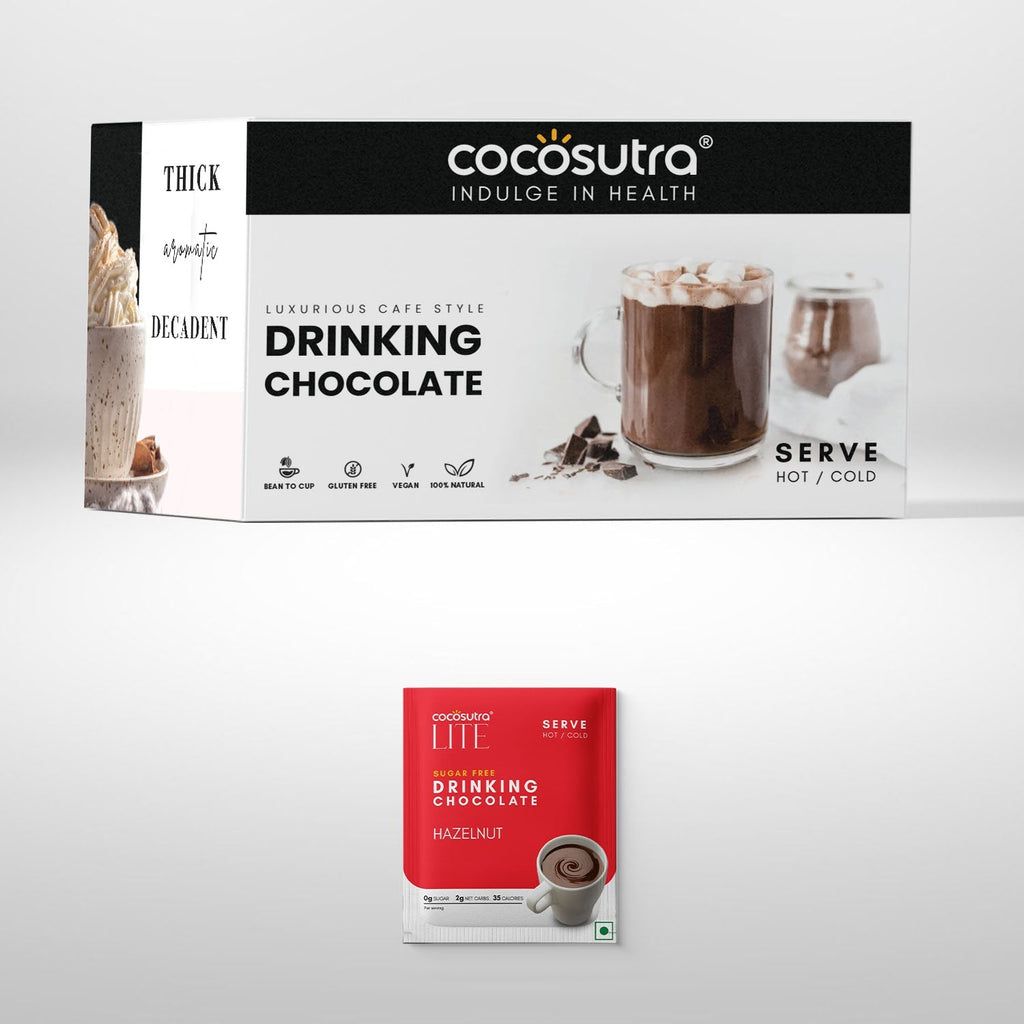 Cocosutra Hazelnut Sugar Free Drinking Chocolate Hamper 20 Pack - 400 gms