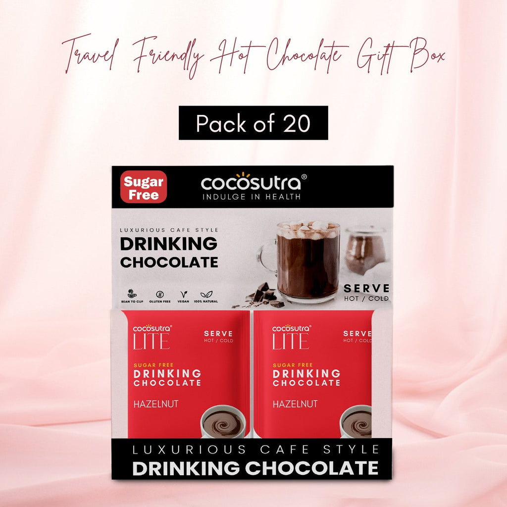 Cocosutra Hazelnut Sugar Free Drinking Chocolate Hamper 20 Pack - 400 gms