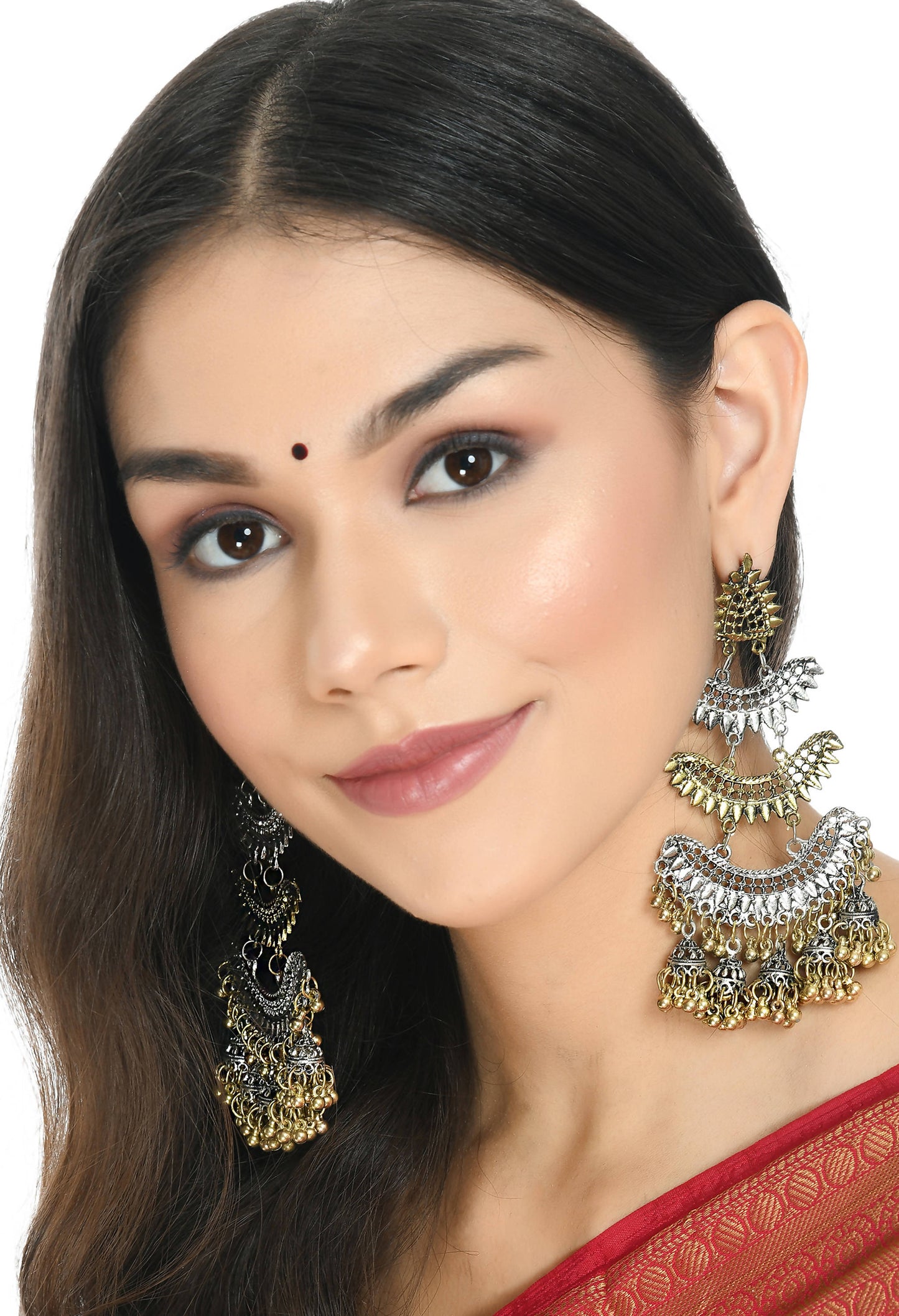Mominos Fashion Johar Kamal Beautiful Silver & Gold Earrings