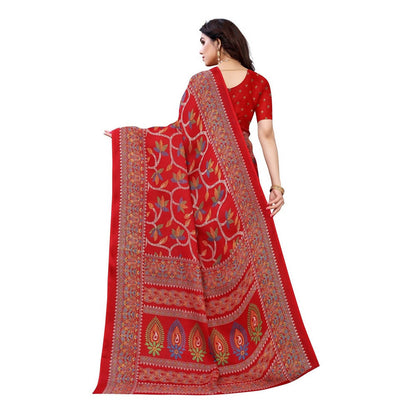 Vamika Printed Jute Silk Red Saree (Rishika Red)