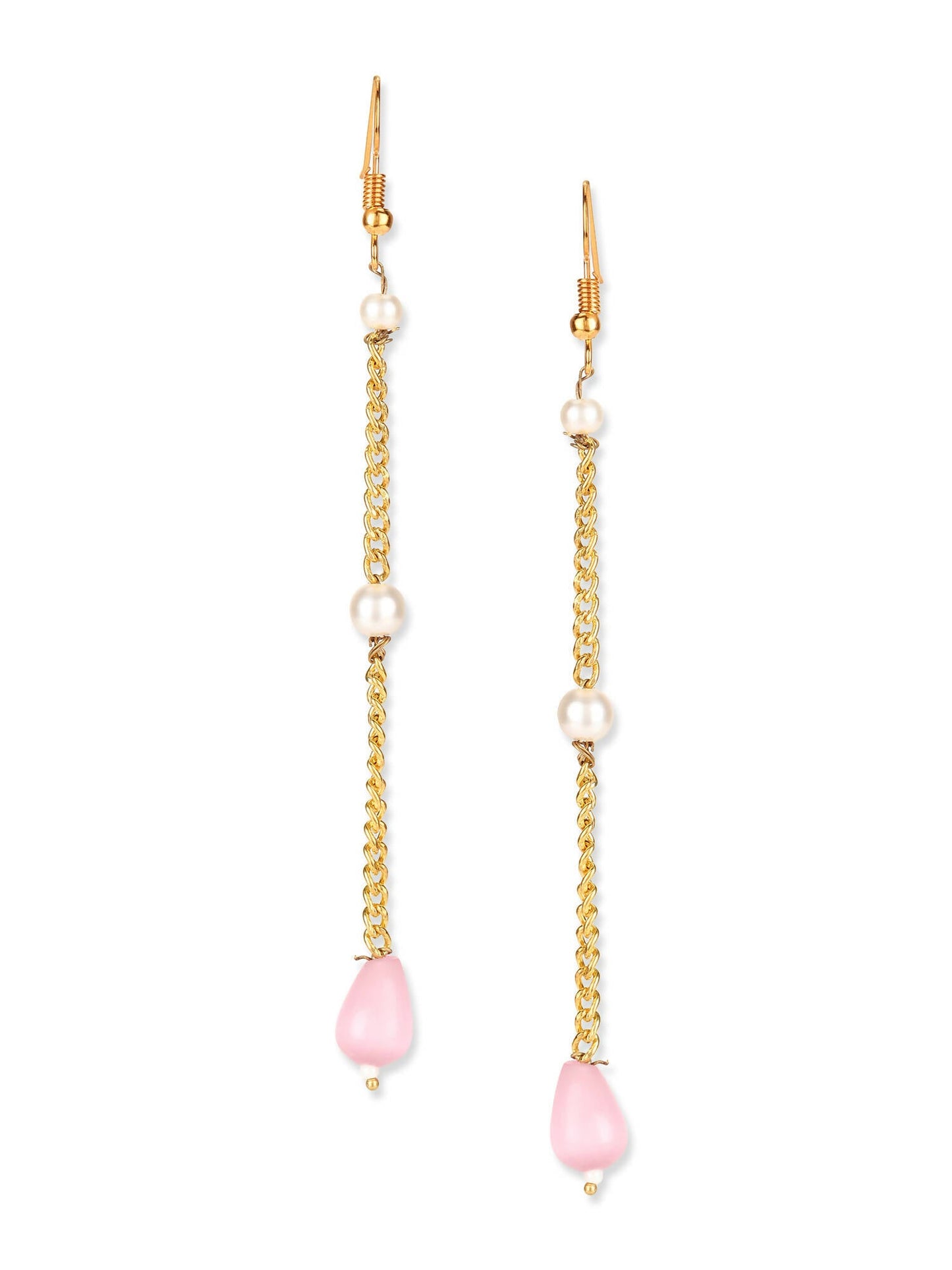 Gold-Polished Contemporary Drop Earrings - Ruby Raang
