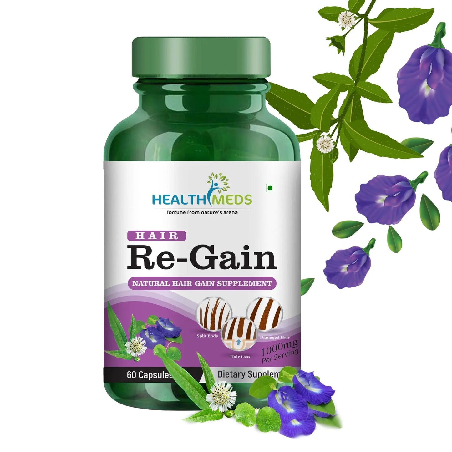 Healthmeds Hair Regain Supplement For Preventing Hair Fall - 60 tabs