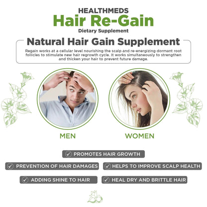 Healthmeds Hair Regain Supplement For Preventing Hair Fall - 60 tabs