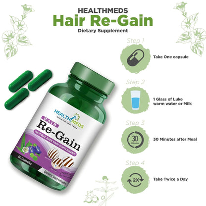 Healthmeds Hair Regain Supplement For Preventing Hair Fall - 60 tabs