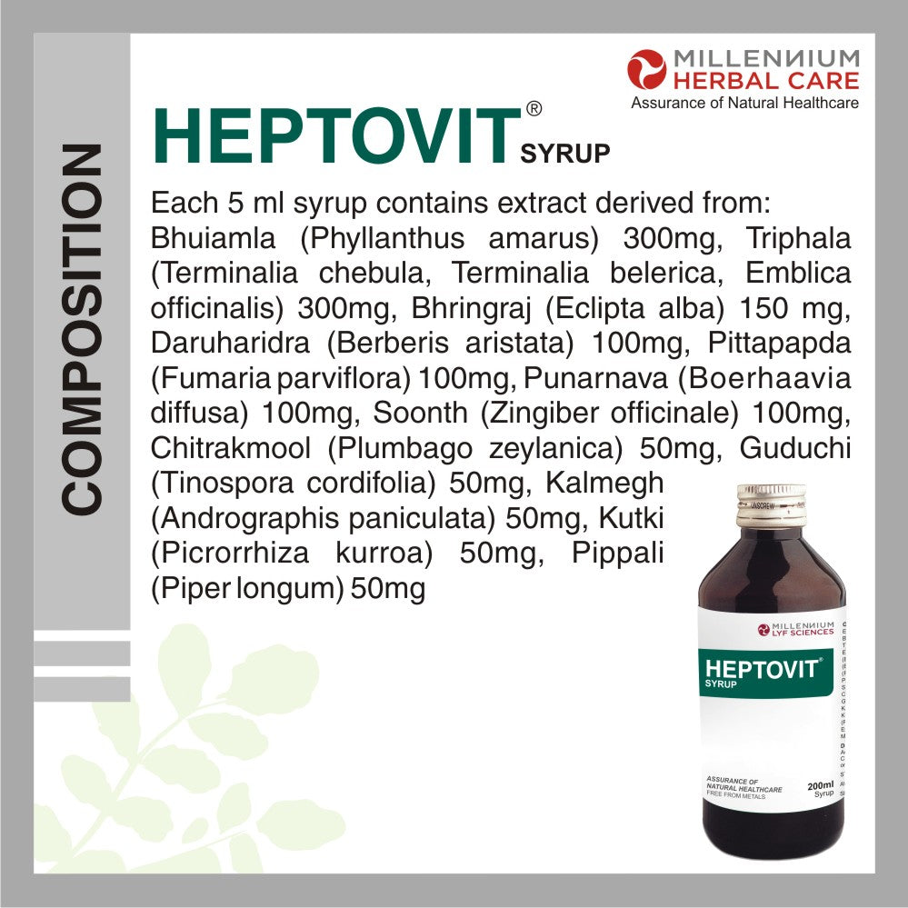 Millennium Herbal Heptovit Syrup - 200 ml X 3 Bottles