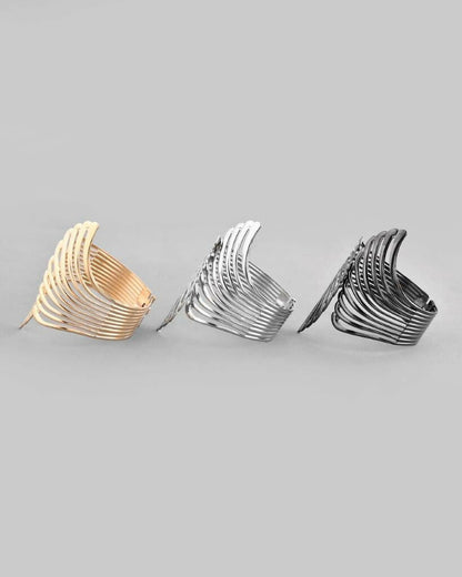 VOJ Pack of 3 Bracelet - Gold, Silver and Black Tonned Kada Bracelet.
