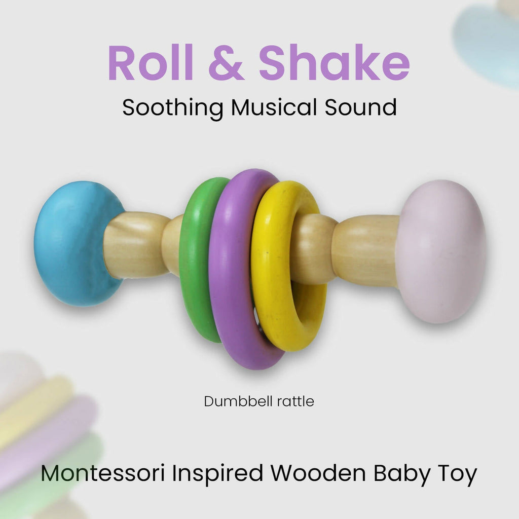 Matoyi Classic Wooden Dumbbell Rattle For Babies