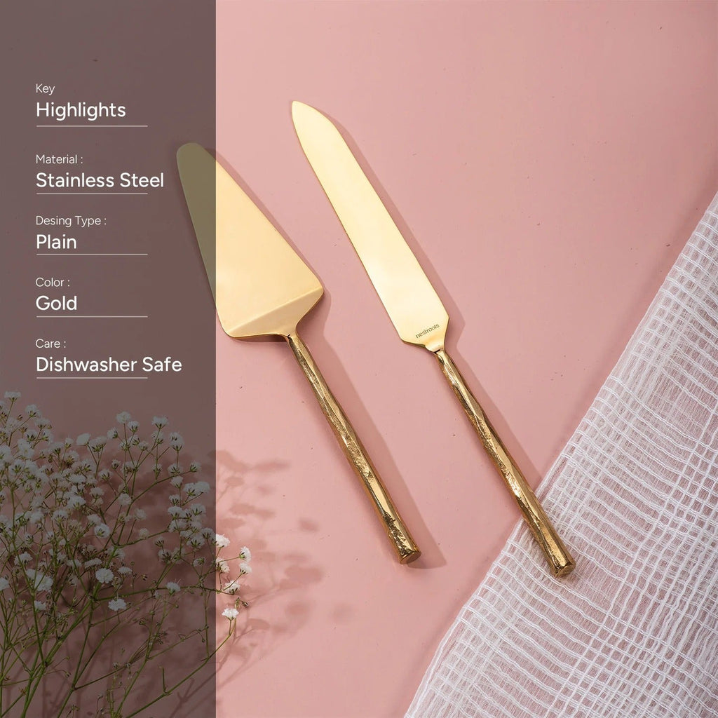 Nestroots Artisan Elegance Set of 2 Cake Servers with Hammered Handles