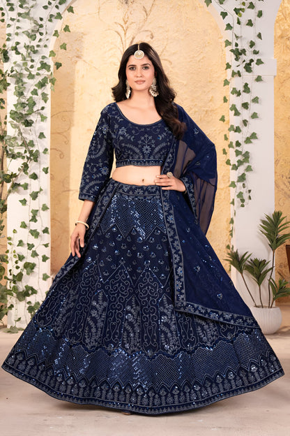 Lehenga Mart Designer Bollywood Style Wedding Wear Lehenga Choli - Blue