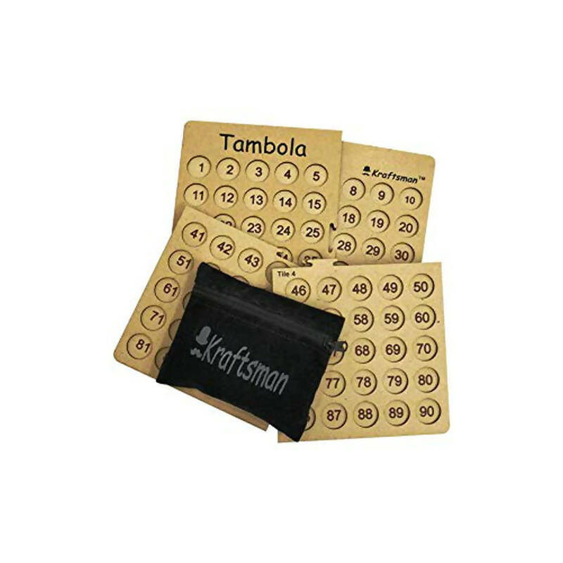 Kraftsman Portable Wooden Tambola Board Game With 600 Tickets