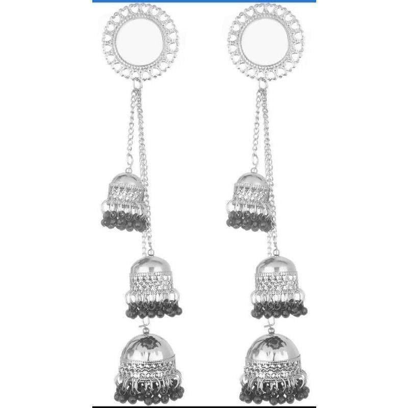 MS Fashion India Stylish Kashmiri Hanging Three Jhumkas And Mirror Earrings