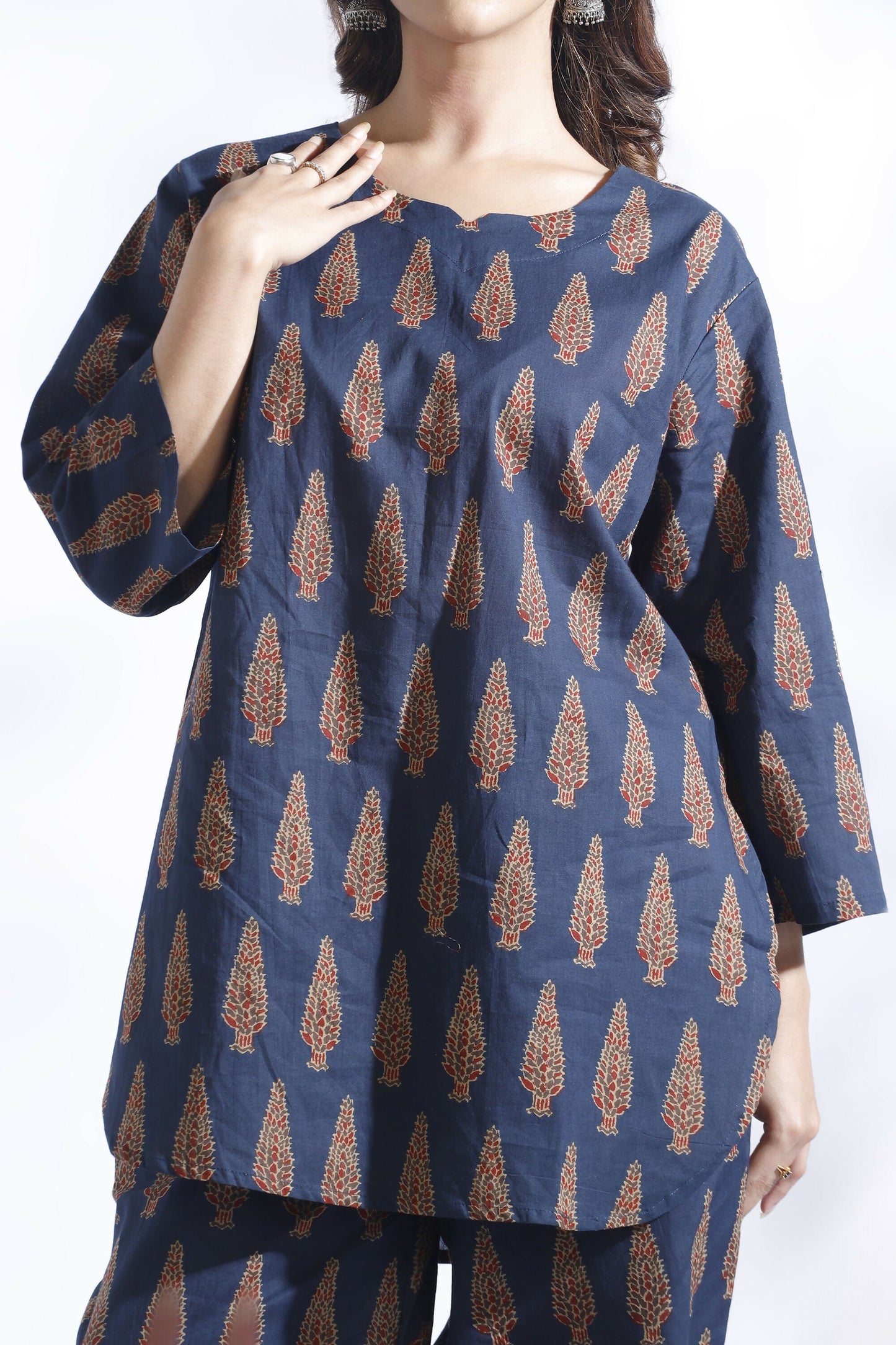 Breathables Blue Butta Cotton Kurta & Pant Co-Ord Set