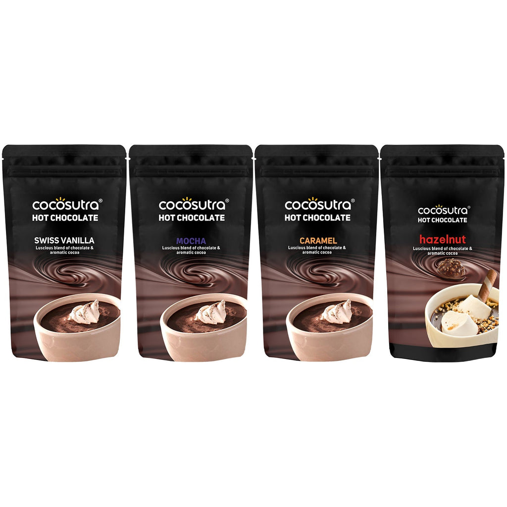 Cocosutra Hot Chocolate Mix Collection Packs 4 - 100 g Each