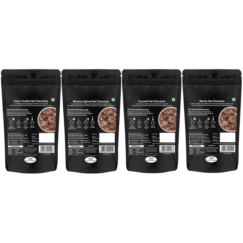 Cocosutra Hot Chocolate Mix Collection Pack 4 - 100 gms (Each)