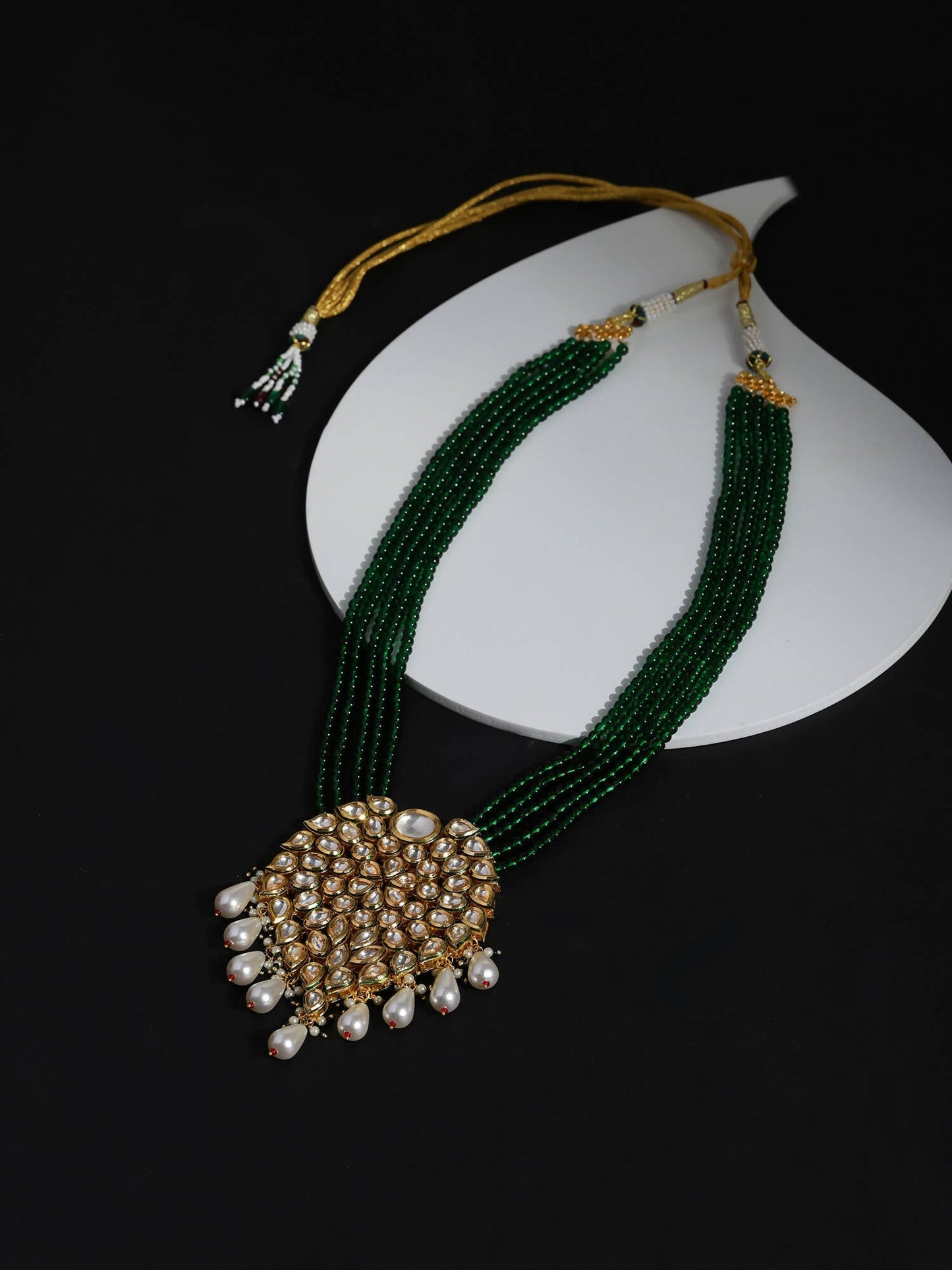 Gold-Toned Green Brass Gold-Polished Necklace - Ruby Raang