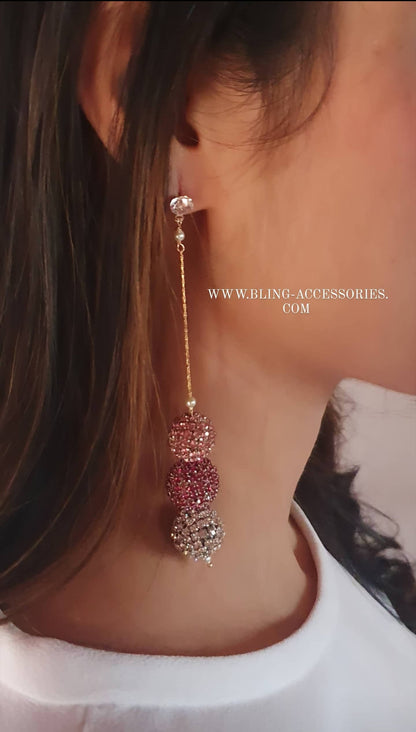 Bling Accessories Rhinestone Ball Long Earring