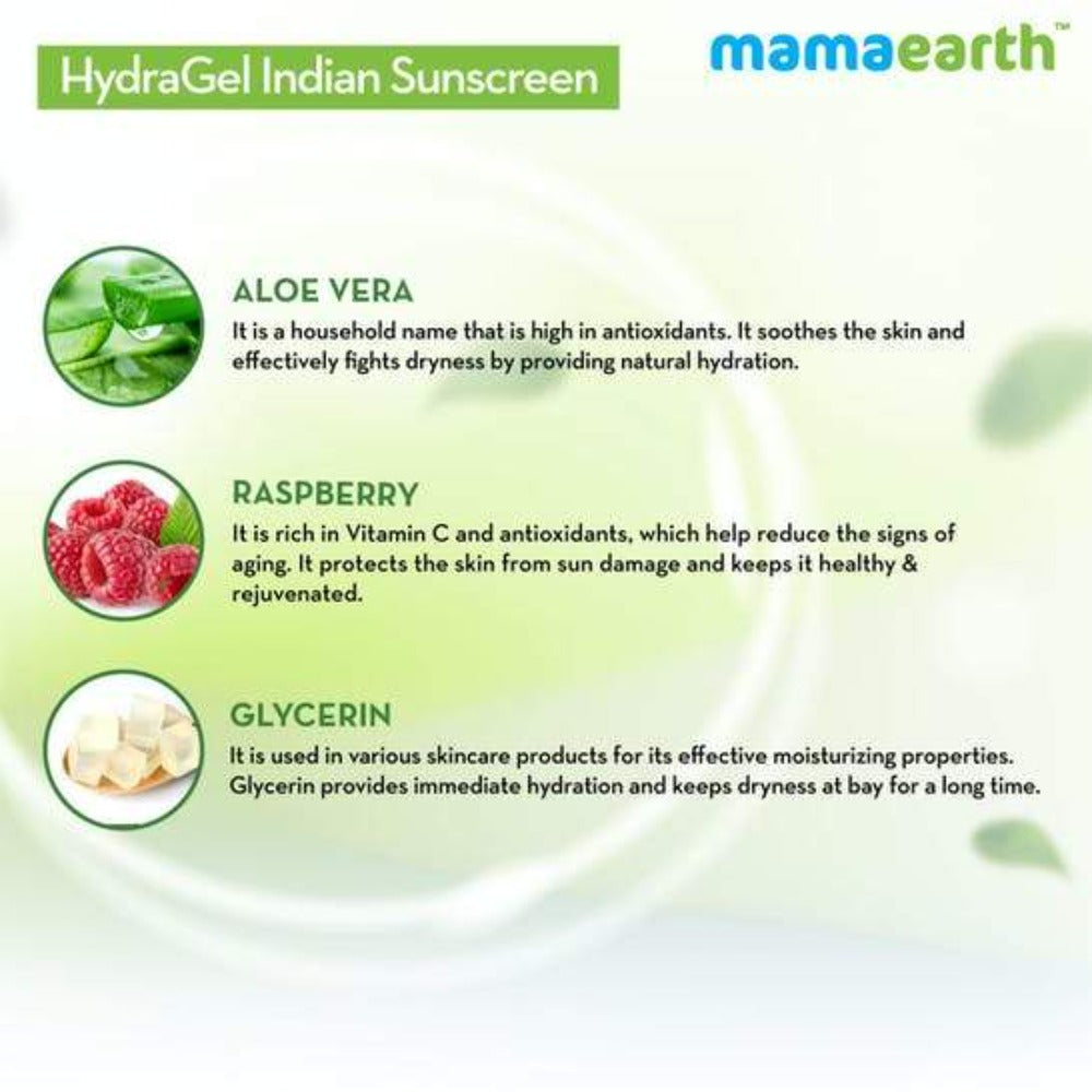Mamaearth HydraGel Indian Sunscreen For Sun Protection - 50 gms