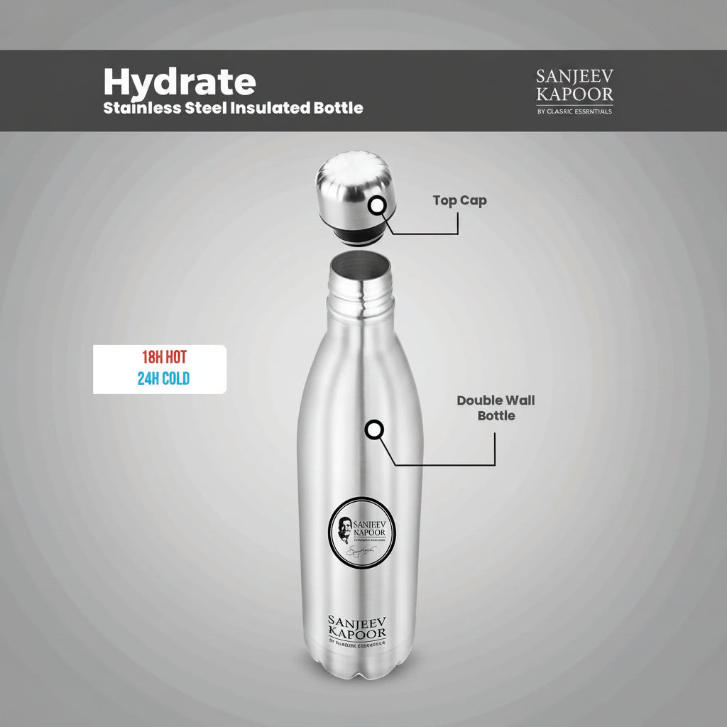 Sanjeev Kapoor by Classic Essentials Hydrate Stainless Steel Insulated Bottle 1000ml