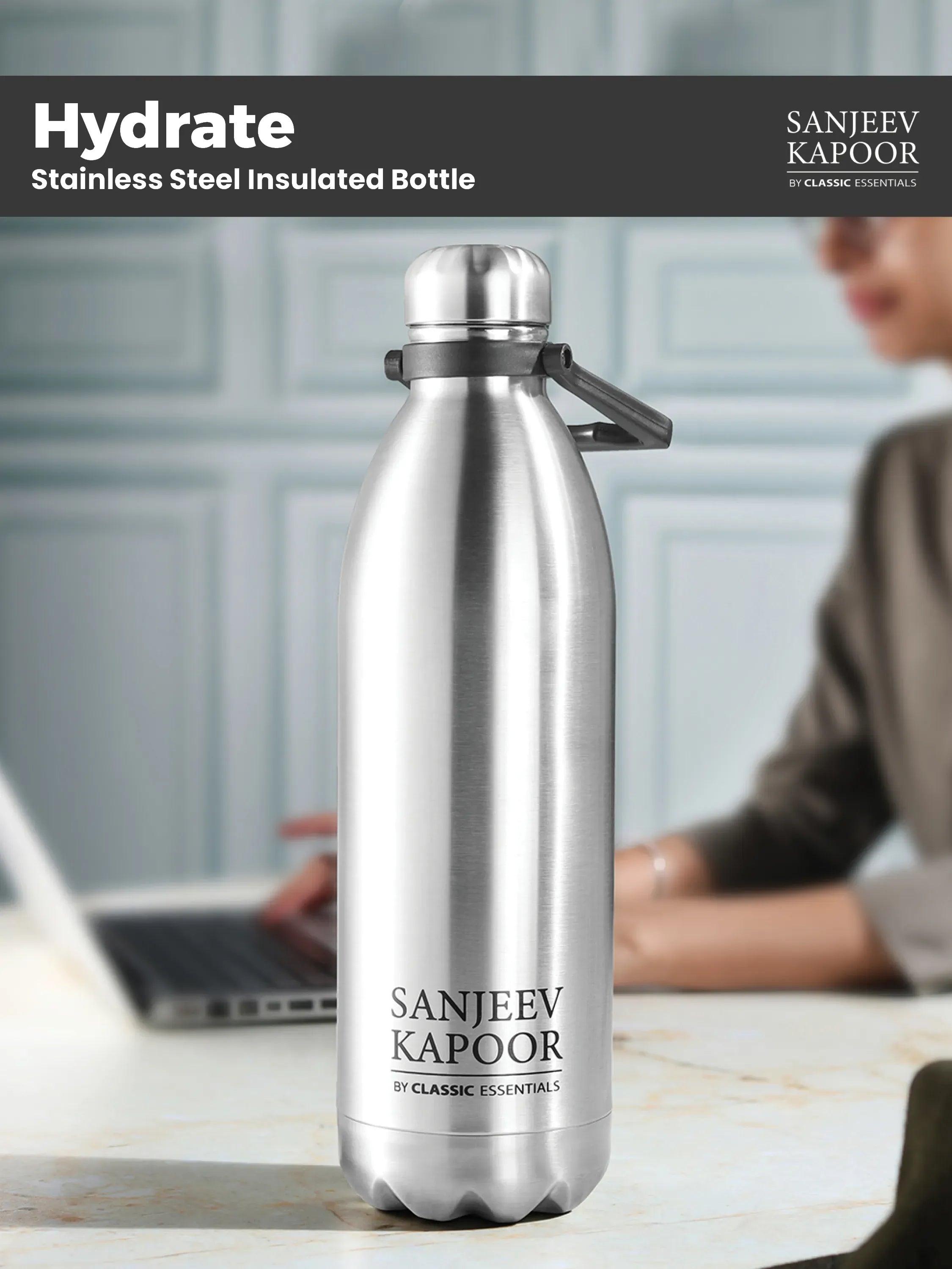 Sanjeev Kapoor by Classic Essentials Hydrate Stainless Steel Insulated Bottle 1800ml