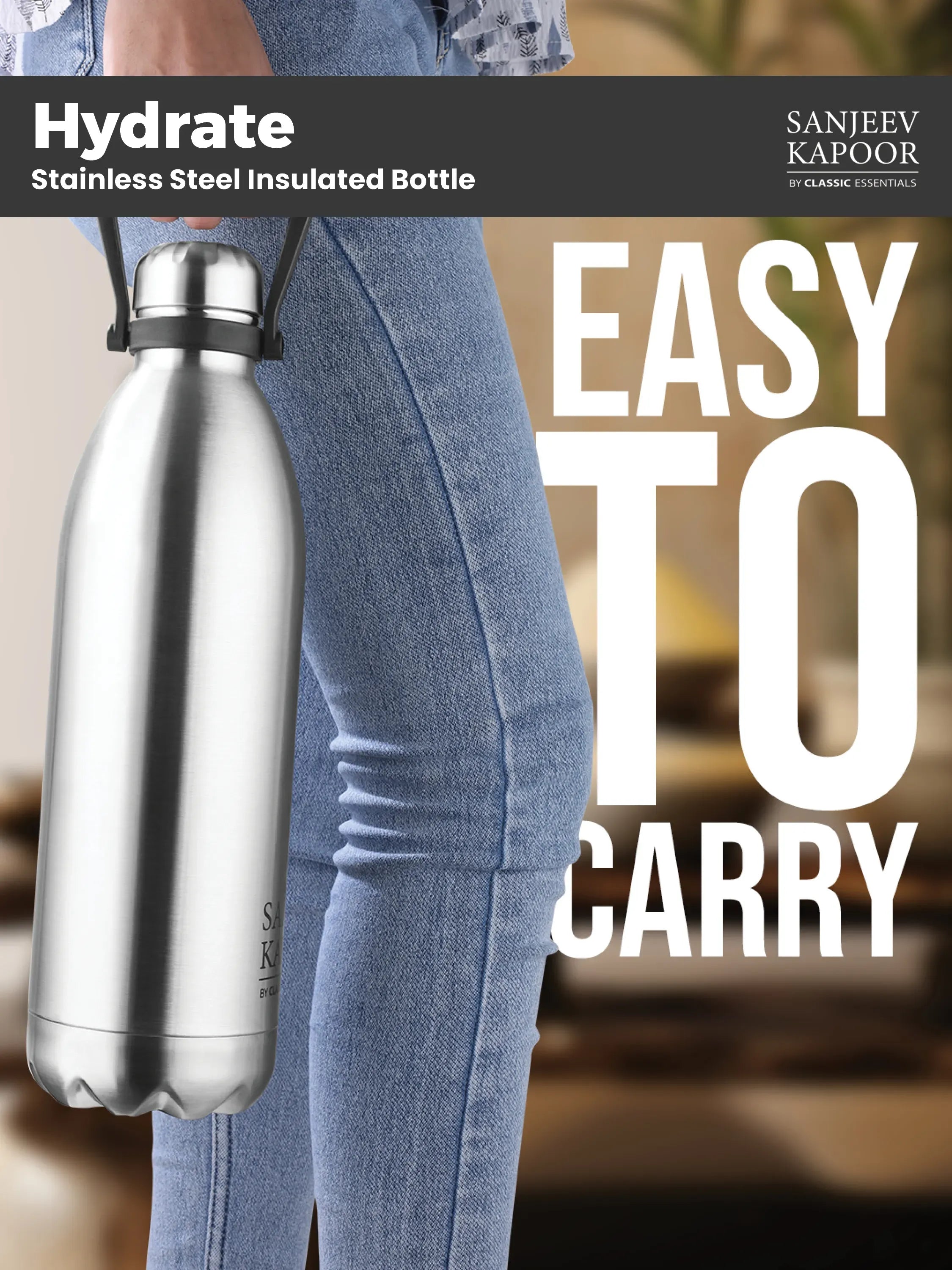 Sanjeev Kapoor by Classic Essentials Hydrate Stainless Steel Insulated Bottle 1800ml